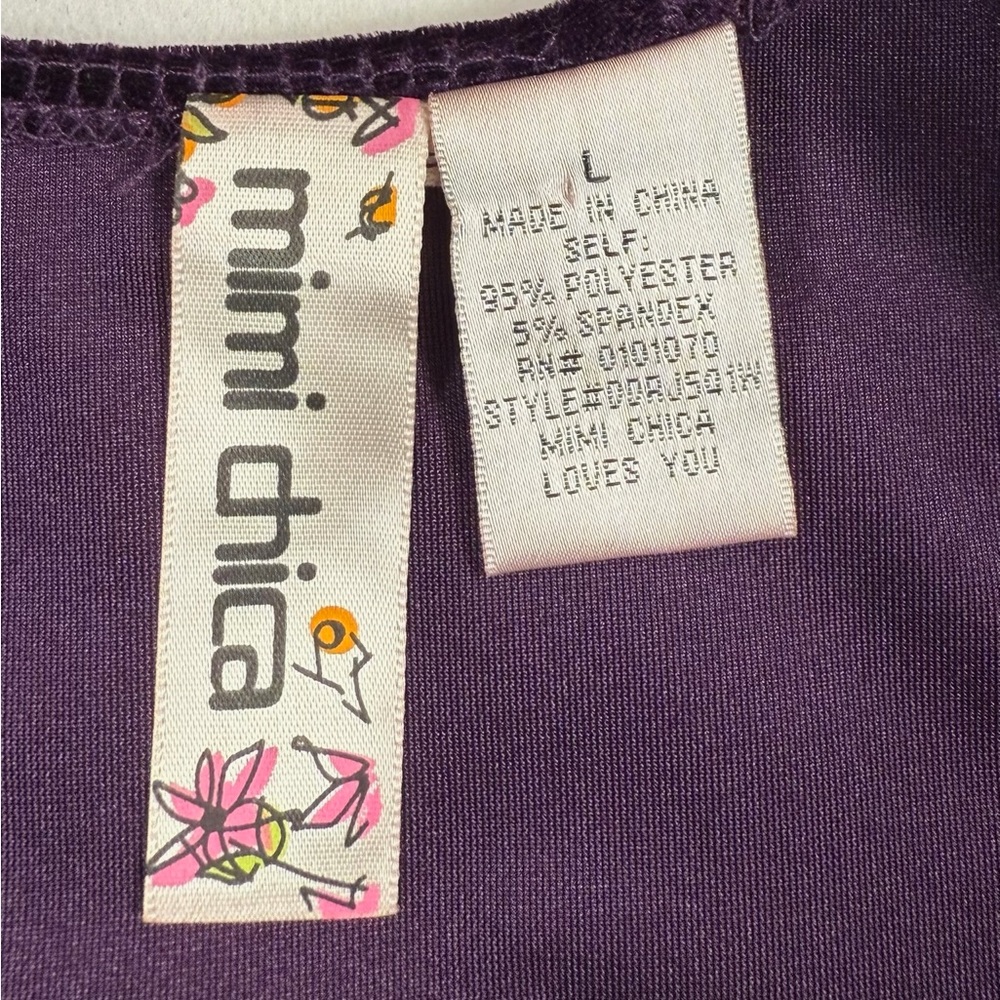 MIMI CHICA VTG Y2K Purple Velour Strappy Back Bodycon‎ Whimsigoth Mini Dress L - Picture 7 of 10